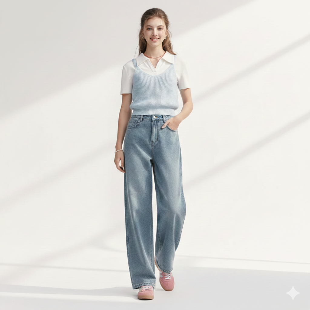 Averra® Fleece Wide Leg Jeans